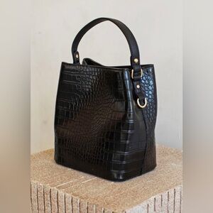 AOTA Elena Croc Top Handle/Crossbody Bucket Bag
